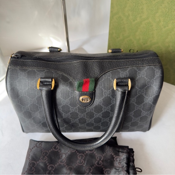 Vintage Gucci GG Canvas Small Boston with Sherry line Grey/Black - Picture 14 of 15